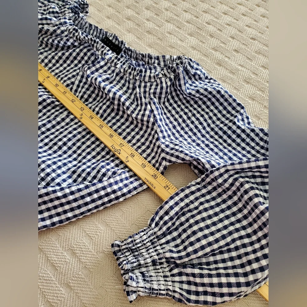 Sanctuary Claire Gingham Tie Front Top - Blue White Cottagecore Boho NWOT - Picture 9 of 11